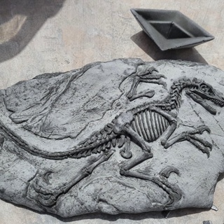 Adorno De Cimento Fóssil De Dinossauro Enfeite Decoração Premium Maleoga