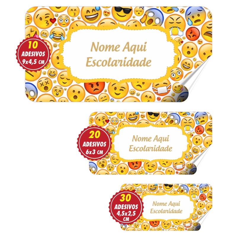 60 Etiquetas Emojis Emoticon Para Material Escolar Adesivos ...