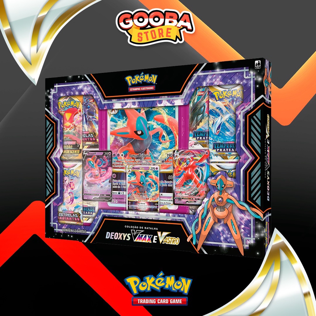 Coleção de Batalha Pokemon Box Premium Deoxys Vmax e Deoxys V-Astro - Copag