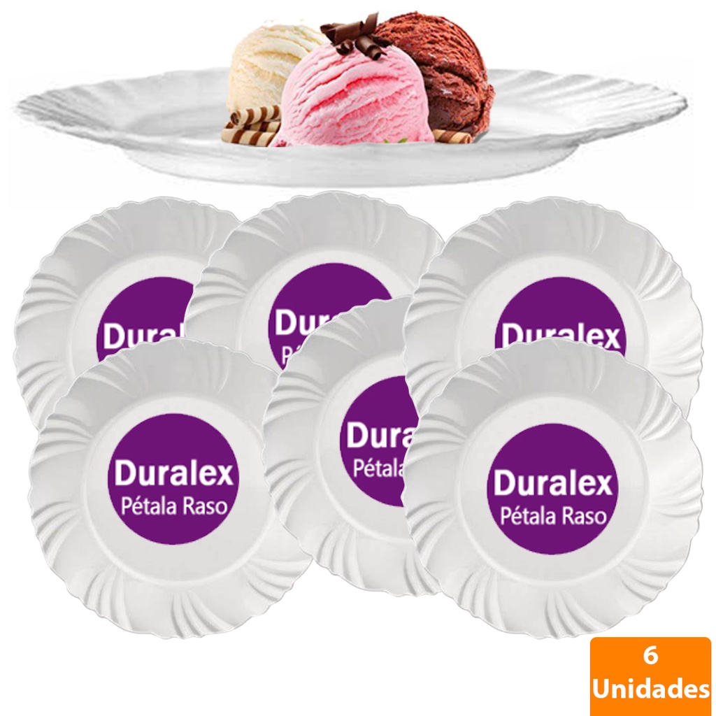 Prato de Sobremesa jogo com 6 unidades Pratos Pétala Duralex 19,5cm nadir