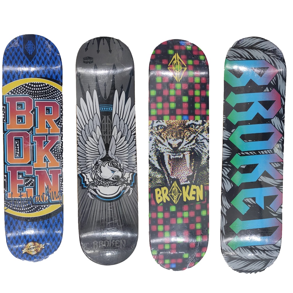 Shape Skate Broken 8.0 Com Lixa P/ Iniciante Rioskateboard