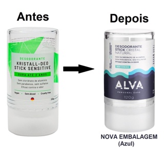 Desodorante Cristal Stick Kristall Sensitive Alva sem perfume 120 g