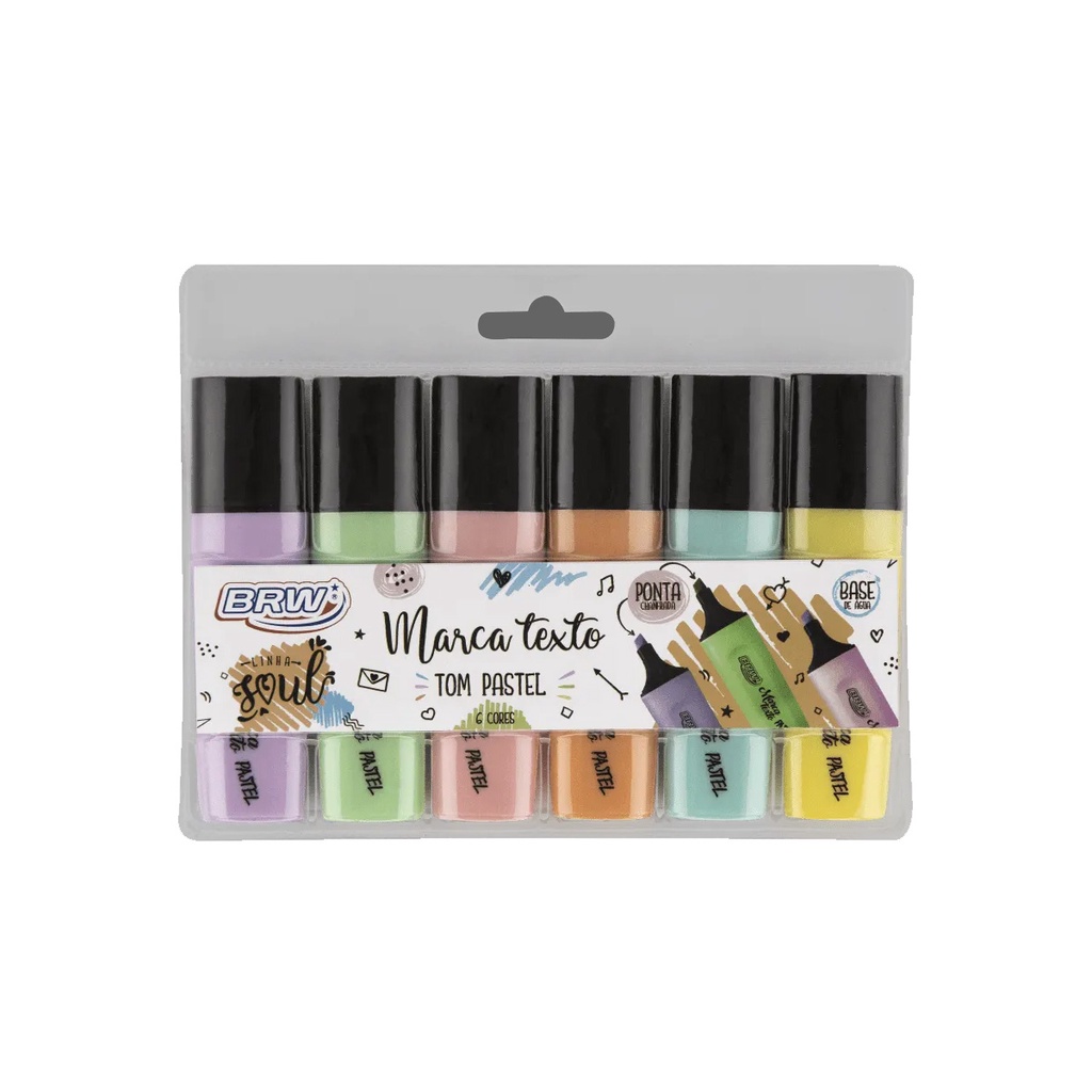 Kit Marca Texto Tom Pastel 6 Cores Linha Soul Brw Shopee Brasil 8965