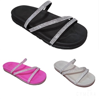Sandália Papete Birken Rasteirinha Feminina Chinelo Strass Confortável