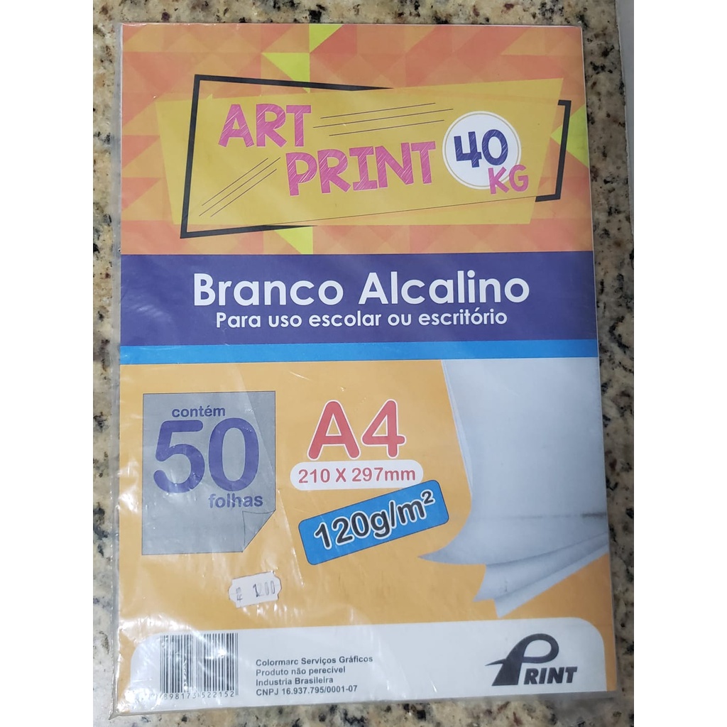 PAPEL SULFITE 40K A4 120G BRANCO 50FLS | Shopee Brasil
