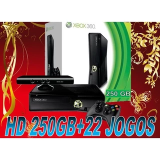 Xbox 360 Slim Com kinect ( Na Caixa )+Hd Interno 5000 Gb + 80 Jogos+Silicone+Garantia