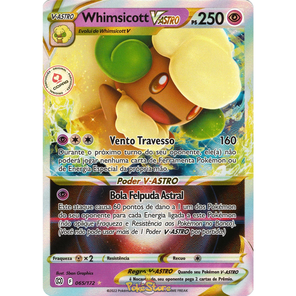 Carta Pokemon Whimsicott V-Astro Portugus Card Original Copag Astros  Cintilantes | Shopee Brasil
