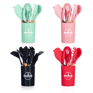 Jogo 12 Peças Utensílios de Cozinha Silicone Colher Espátula