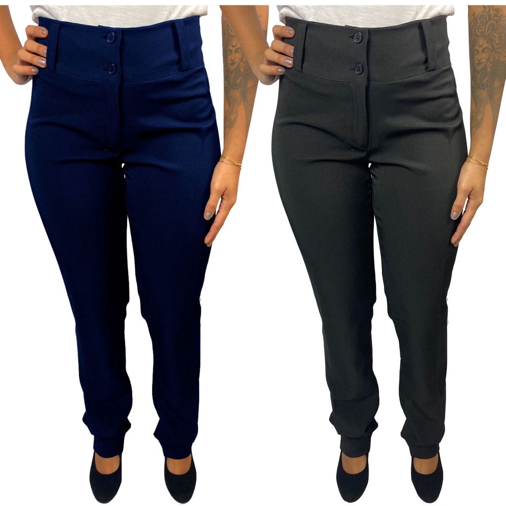 Calça Social Feminina Skinny Cintura Media Uniforme Para Trabalho Administrativo Escritório Secretaria Recepcionista