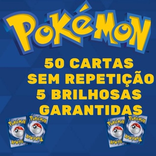 Lotes de 50/40/20 Cartas de Pokémon Brilhante Garantida Produto Original  Cartinha Pokémon - Corre Que Ta Baratinho