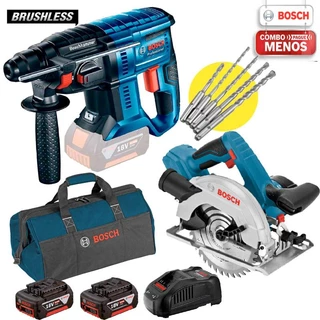 Martelete SDS Plus 18V BRUSHLESS 2,3KG GBH 180-LI c/ Kit Brocas + Serra Circular GKS 18V-57 BOSCH