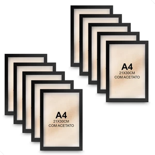 Kit 10 Molduras Certificado Diploma Foto C/ Proteção d Acetato A4 30x21cm em Oferta na Shopee