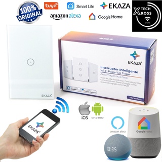 Interruptor Inteligente Vidro Ekaza wi-fi 01 Botão on/off Smart Home Controle por Celular Amazon Alexa Google Home