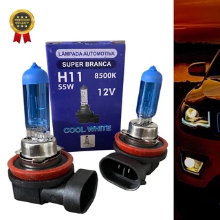 Kit Lâmpadas Super Branca PAR H11 12v 55w 8500K Efeito Xênon