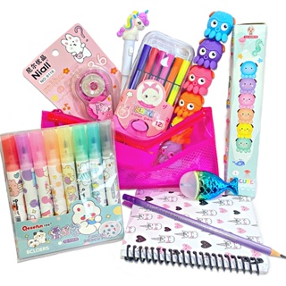 Kit Papelaria Combo Volta As Aulas Kawaii Com 31 Itens