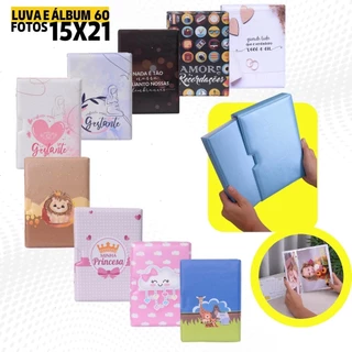 Luva E Álbum Fotográfico 60 Fotos 15x21 Estampas Bebê Adulto Infantil Viagens em Oferta na Shopee