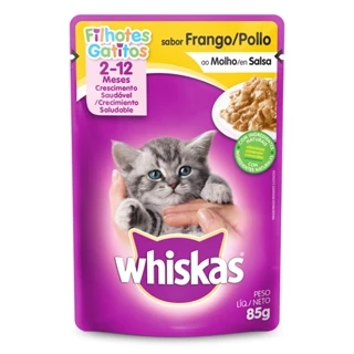 Ração Úmida Whiskas Sachê Gatos Filhotes Frango ao Molho 85g