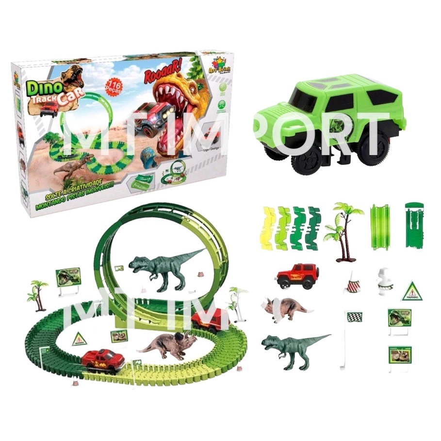 Pista Dino Dinossauro Track Car Infantil Radical Carro 252 peças T