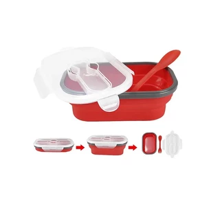 Marmita Lancheira Silicone Retrátil Dobrável Tampa Hermética Talher Para Freezer Microondas