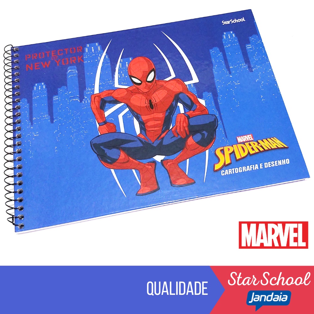 Caderno de Desenho e Cartografia homem Aranha Espiral Capa Dura Spider-Man  80 Folhas