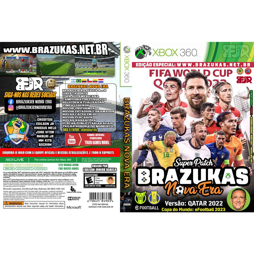 Jogo Futeboll Xbox 360 Pes2023 Brasukas Atualizado