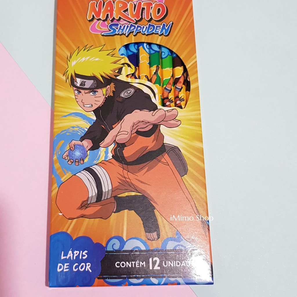 Lapis De Cor 12 Cores Naruto Shippuden Sextavado Estampado Viz