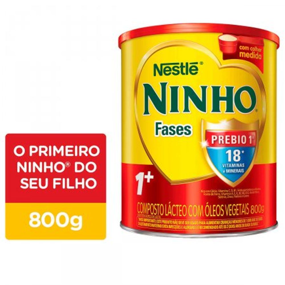Fórmula Infantil Ninho Fases 1+ Nestlé 1 A 3 Anos 800g | Shopee Brasil