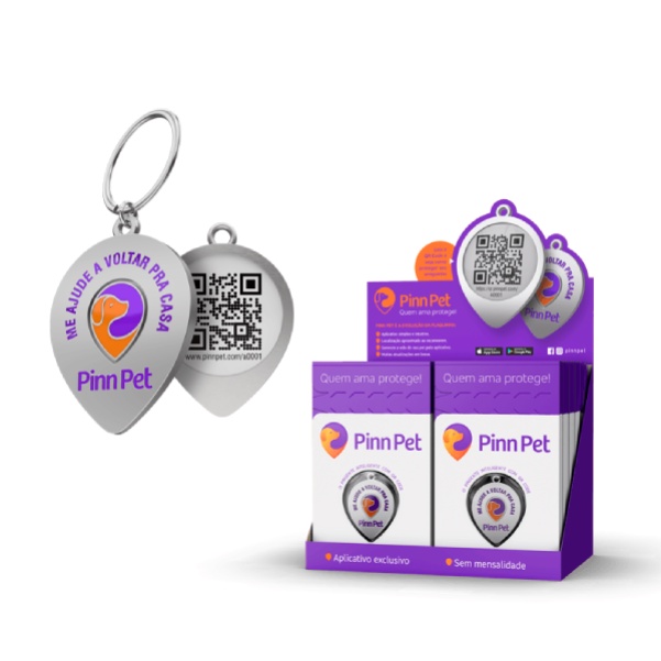 Plaquinha de Identificação Pet com QR-Code - Pinn Pet