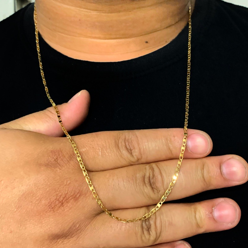 Corrente Cordão masculino Fino Piastrini Banhado Folheado A Ouro 18K ...