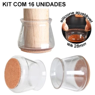 Kit 16 Protetor de Silicone e Feltro Para Pé De Cadeira Sofá Móveis Casa