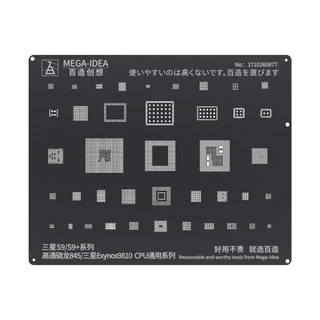 Qianli Mega-idea Estêncil preto reballing BGA para Samsung S9 / S9 +, universal para a série universal Qualcomm Snapdragon 845 / Samsung Exynos9810 CPU