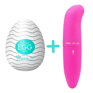 Kit Vibrador Feminino Sexual + Masturbador Masculino Egg Magical Kiss