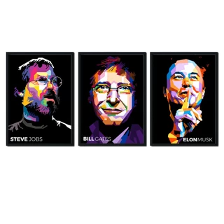 Quadro Vidro Elon Musk Steve Jobs Bill Gates Business