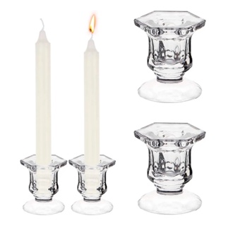 Kit Com 4 Porta Velas Decorativas Em Vidro Enfeite Mesa Luxo