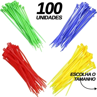 Abraçadeira de Nylon Enforca Gato Fixar e Organizar Fios Starfer Coloridas - 100 unidades