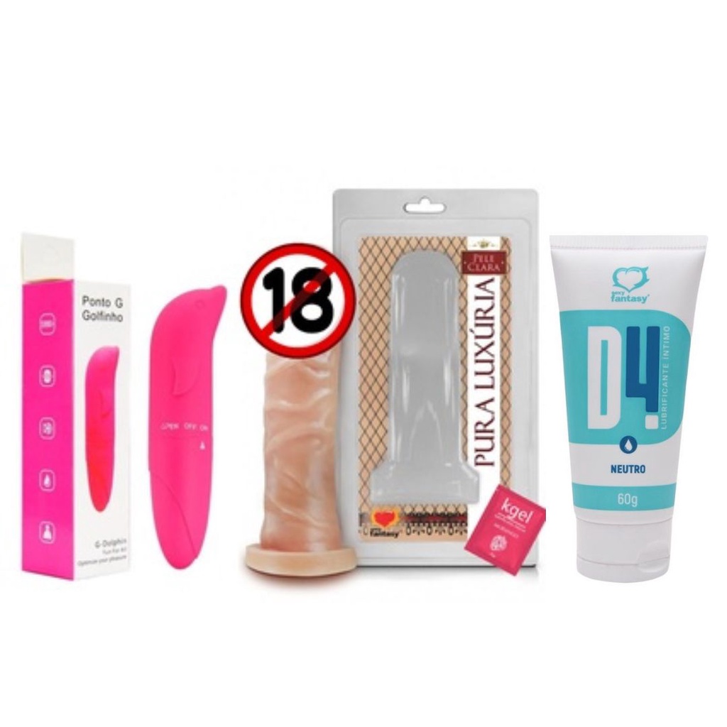 Kit Vibrador golfinho vibrador pontog Feminino 12x3 Cm Pinto de borracha  11x3,1 Cm Consolo sex shop