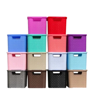 Kit 06 Caixas Organizadora Com Tampa Rattan 3,5 Litros