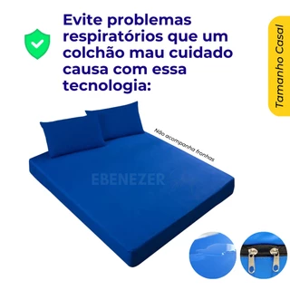 Capa de Colchão Casal Impermeável Hospitalar Com Zíper Protetor Antialérgico