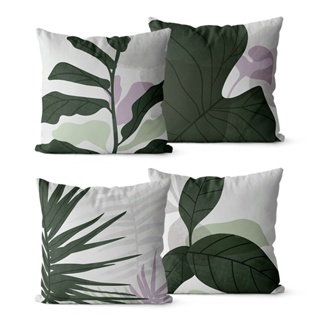 Kit 4 Capas de Almofadas Floral Verde 45x45