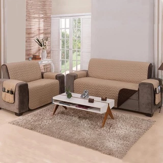 Kit Capa Potetor de Sofa Matelado 2 e 3 Lugares Dupla Face