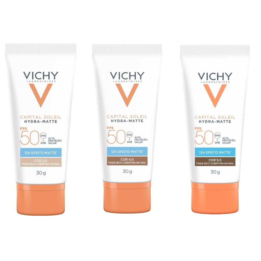 PROTETOR SOLAR FACIAL VICHY CAPITAL SOLEIL HYDRAMATTE FPS50 30G