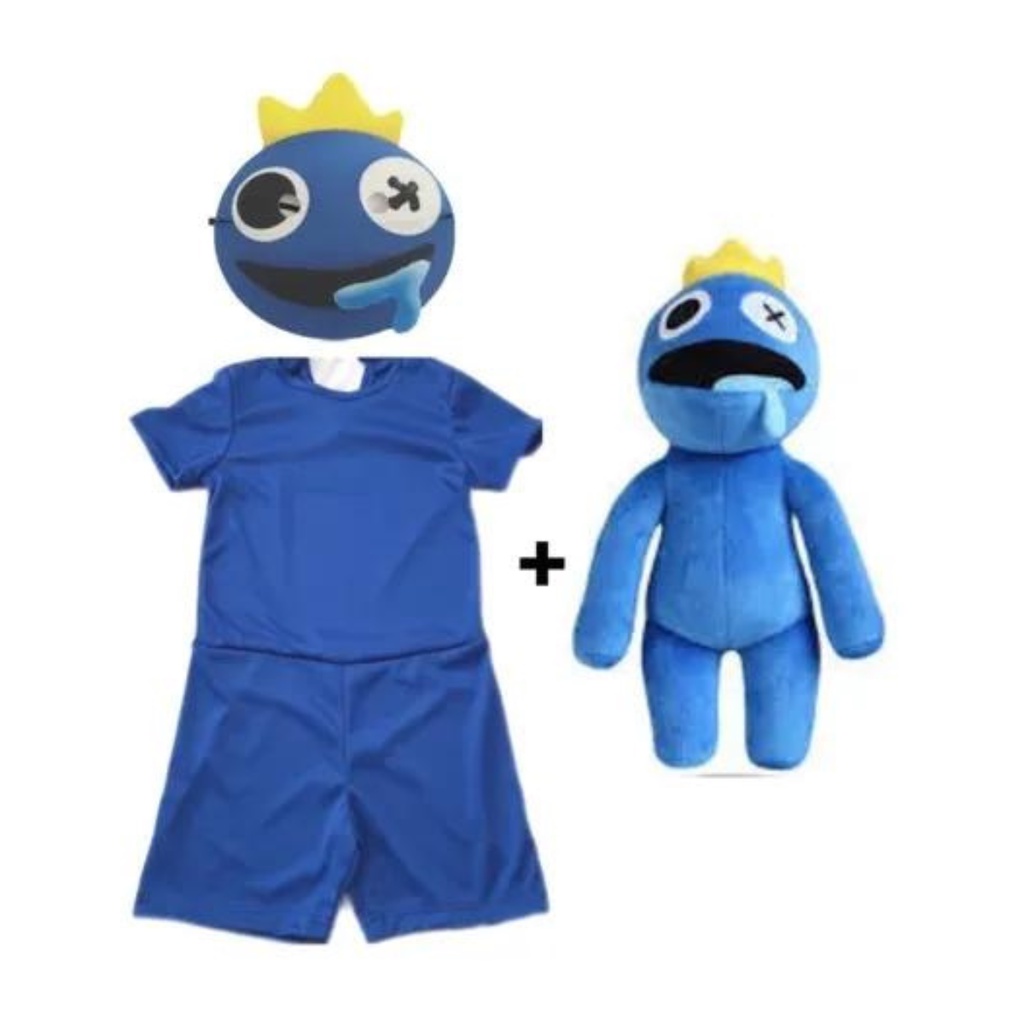 Fantasia Boneco Azul Babão Infantil de Halloween Com Máscara