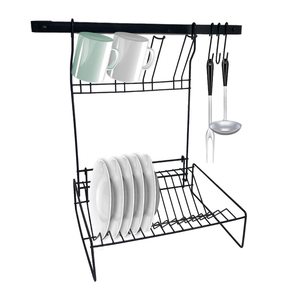 Escorredor De Pratos Kit Cozinha Louça Para Parede Suspenso Organizador Pia Copos