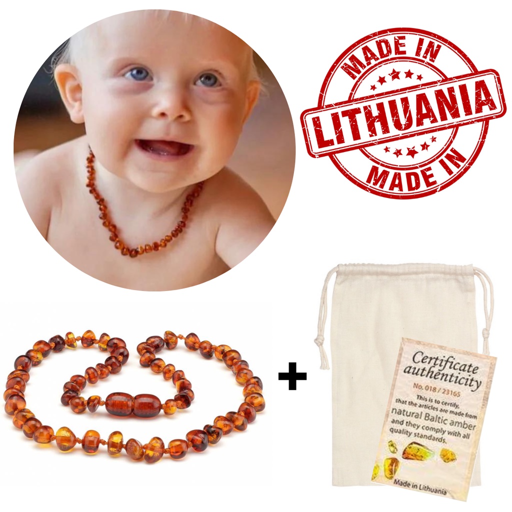 Colar de Âmbar de 0 a 3 anos - Original Com Certificado 33cm