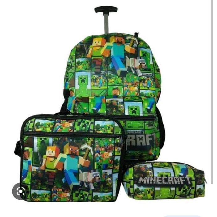 Kit Mochila Masculina Infantil Roblox Rodinha F5 Premium