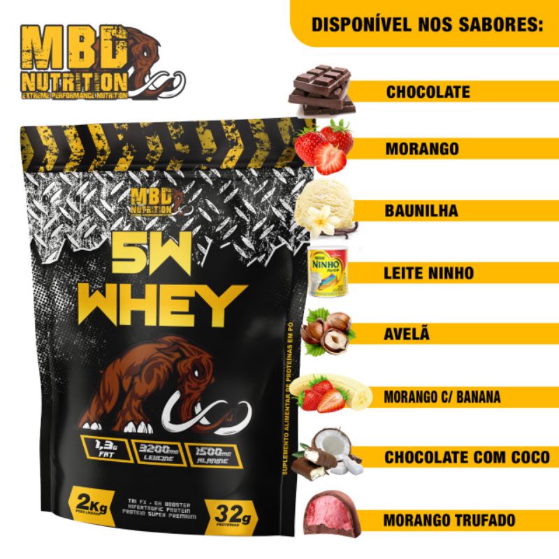 Whey Protein 5W MBD 2kg (CONCENTRADO E ISOLADO)