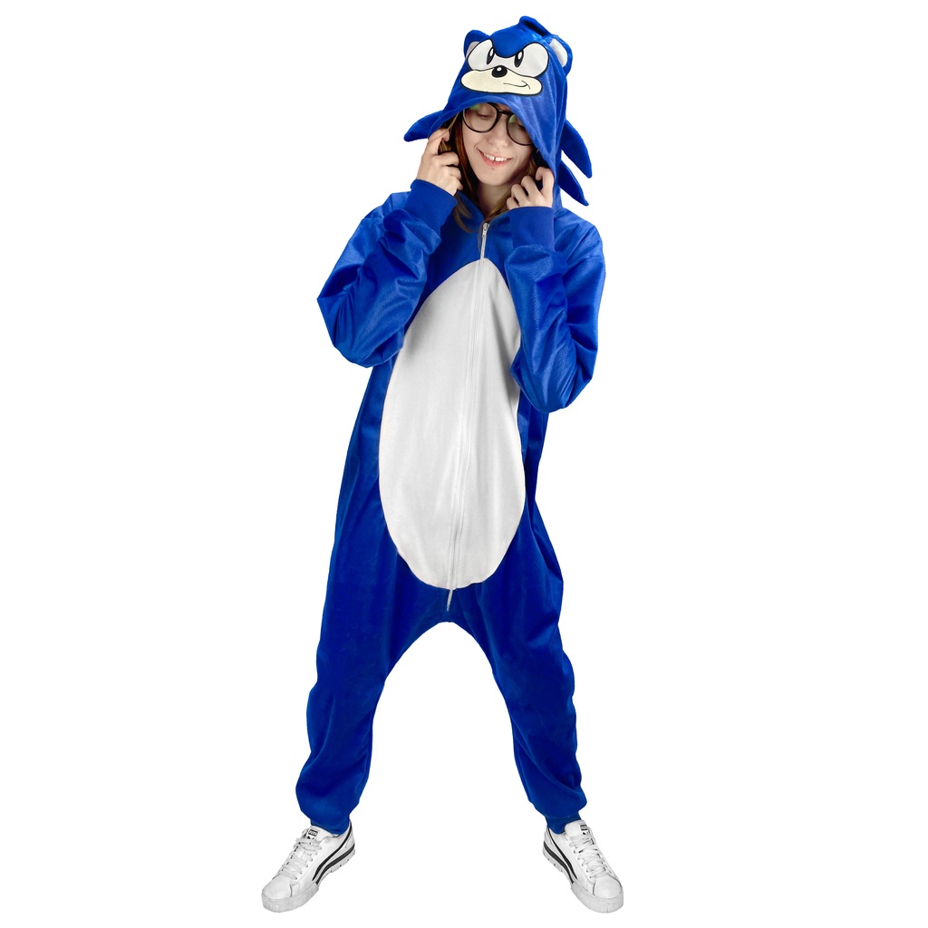 Kigurumi Sonic Macacão Pijama Macacão Fantasia Sonic