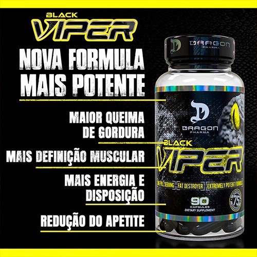 Black Viper Termogenico (90 Cápsulas) - Dragon Pharma - Formula Antiga