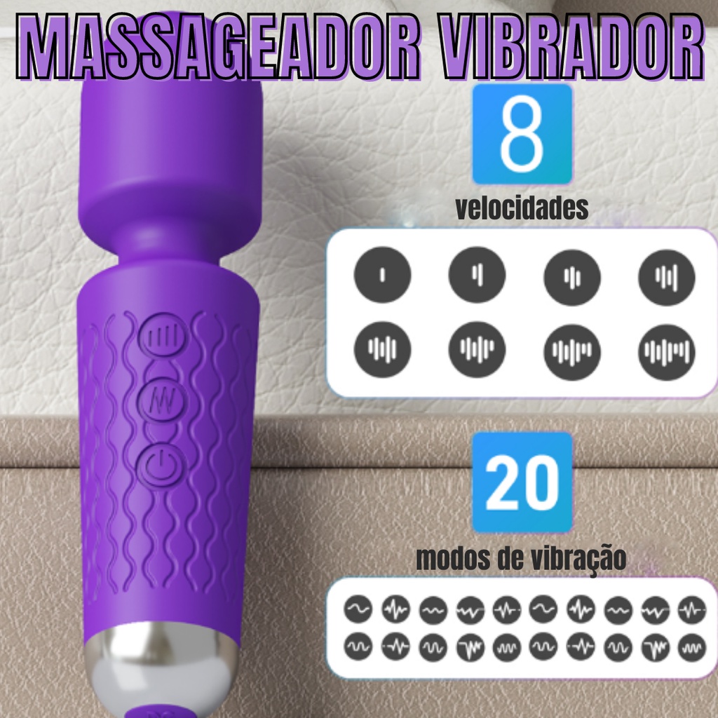 Massageador Vibrador Varinha MÁgica ClitÓris Corpo 20 Modos 8 Velocidade Recarregavel Shopee 7501