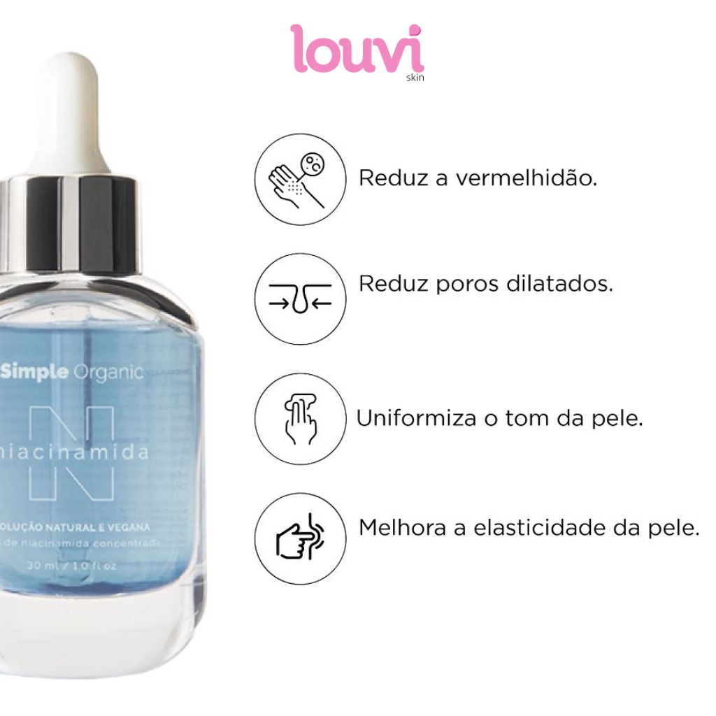 Simple Organic Solução Niacinamida 10% Controle de Oleosidade, Poros e Hidratação